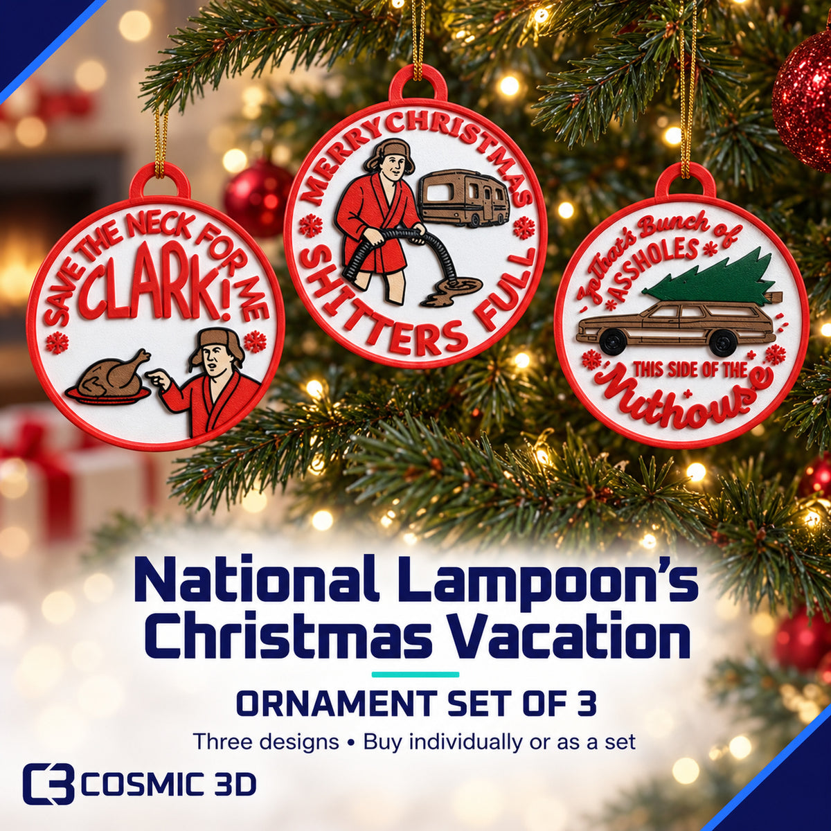 Main product view for Christmas Vacation ornament set