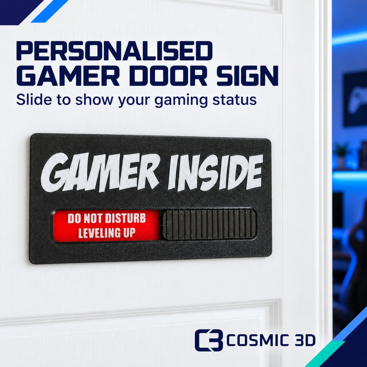 Main product view for personalised gamer door sign