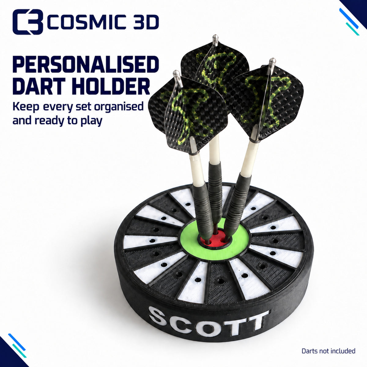 Personalised dartboard-style holder for up to 23 darts