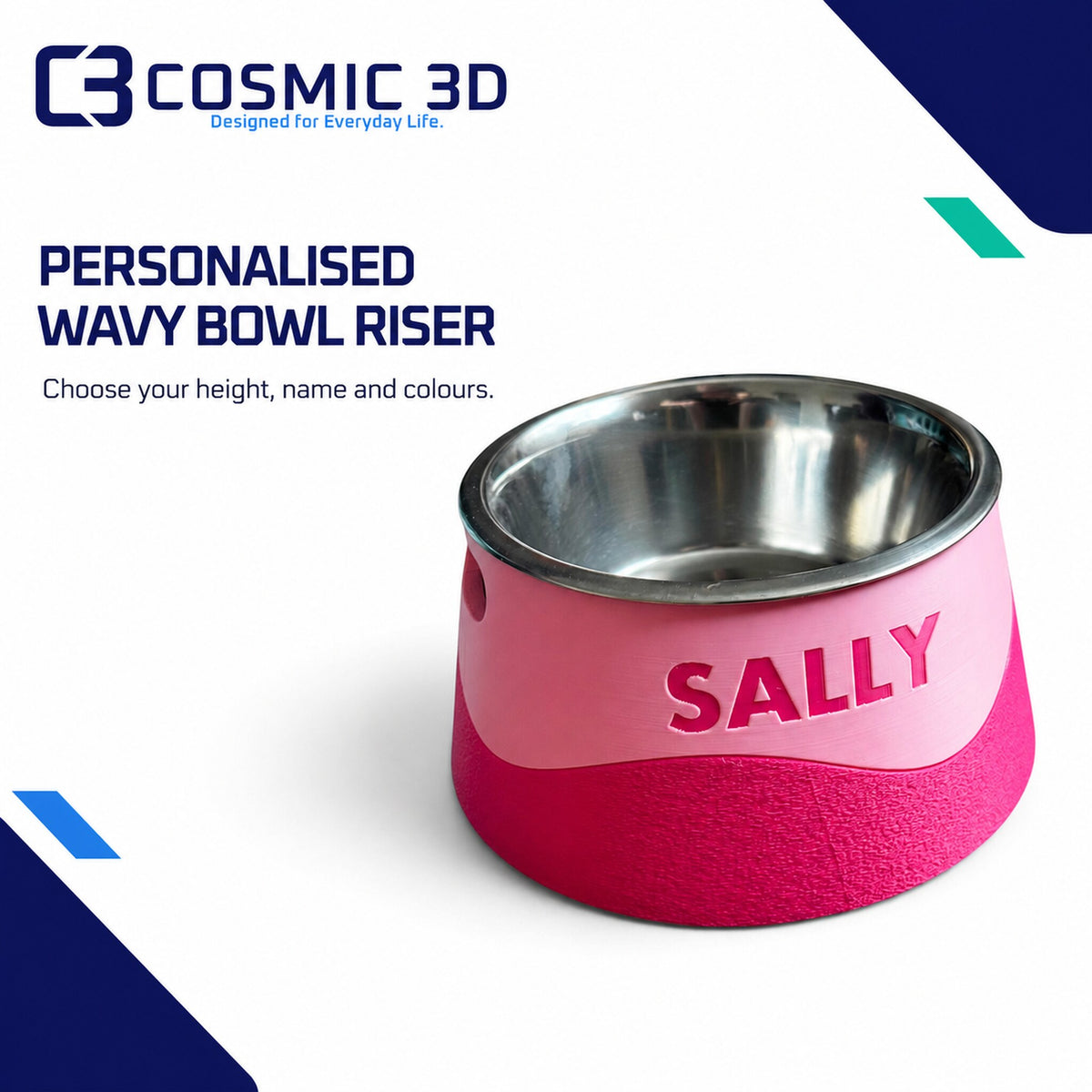 Hero Personalised Wavy Bowl Riser — personalised elevated wavy dog bowl