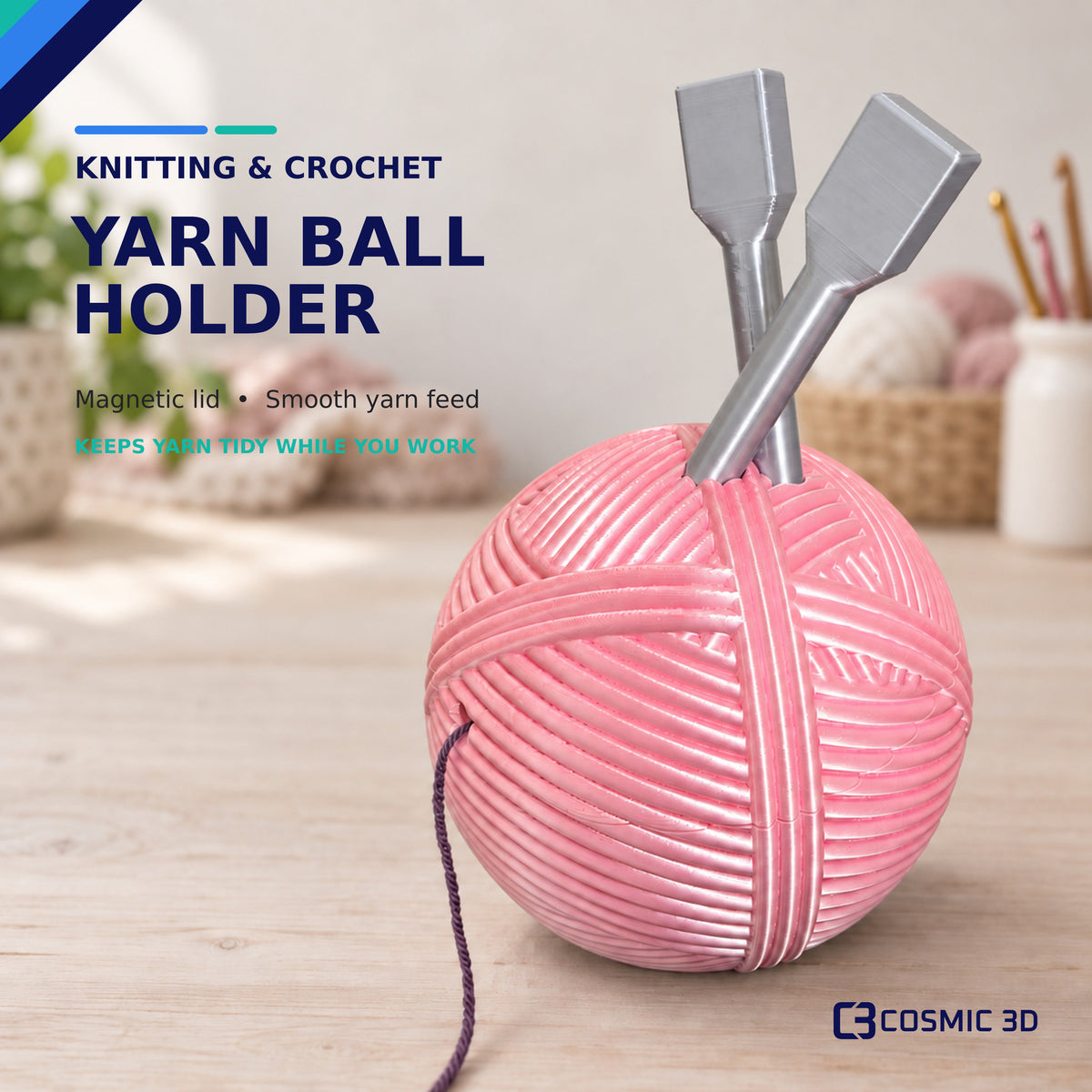 Main product view for large magnetic yarn ball holder
