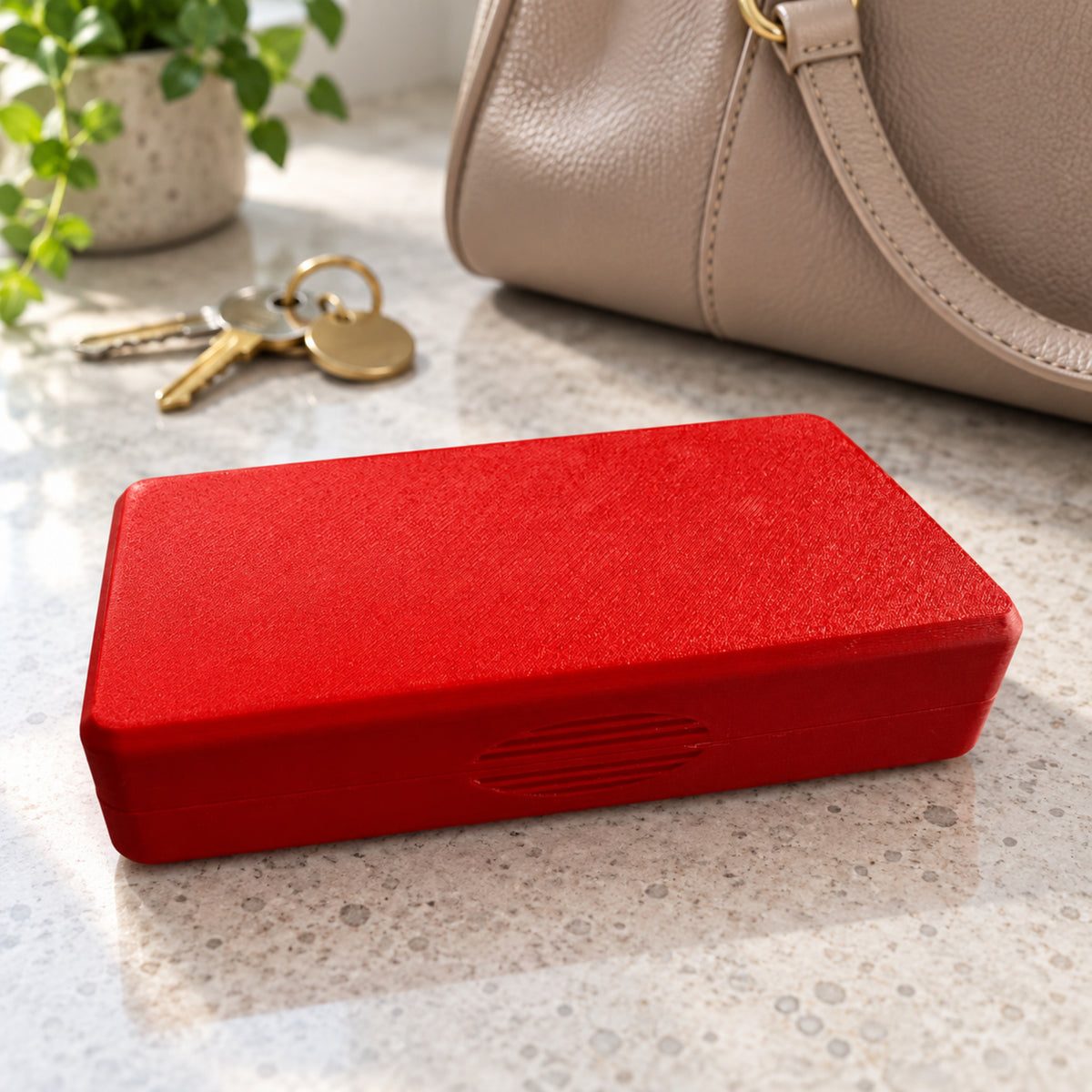 Product shown in a home setting for Mounjaro KwikPen case with injection helper