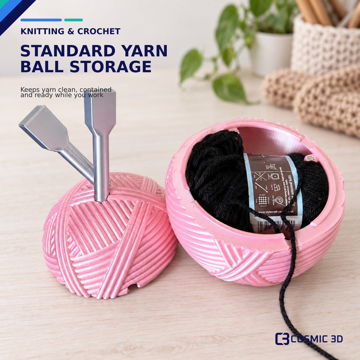 Open holder showing internal storage for large magnetic yarn ball holder