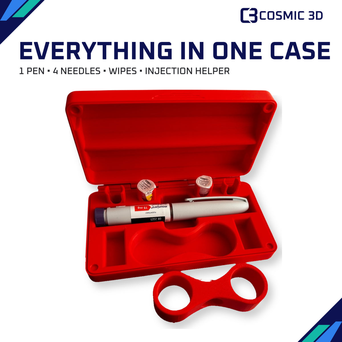 Capacity options for Mounjaro KwikPen case with injection helper
