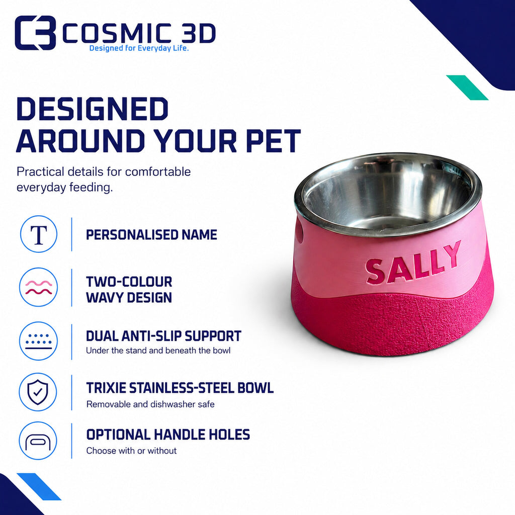 Designed Around Your Pet Features — personalised elevated wavy dog bowl
