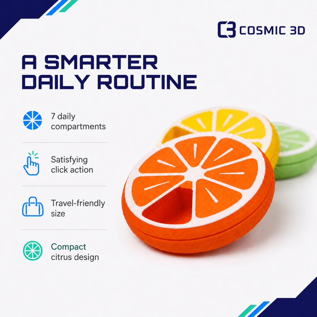 Features Citrus 7-Day Pill Organiser — 7-day citrus click pill organiser