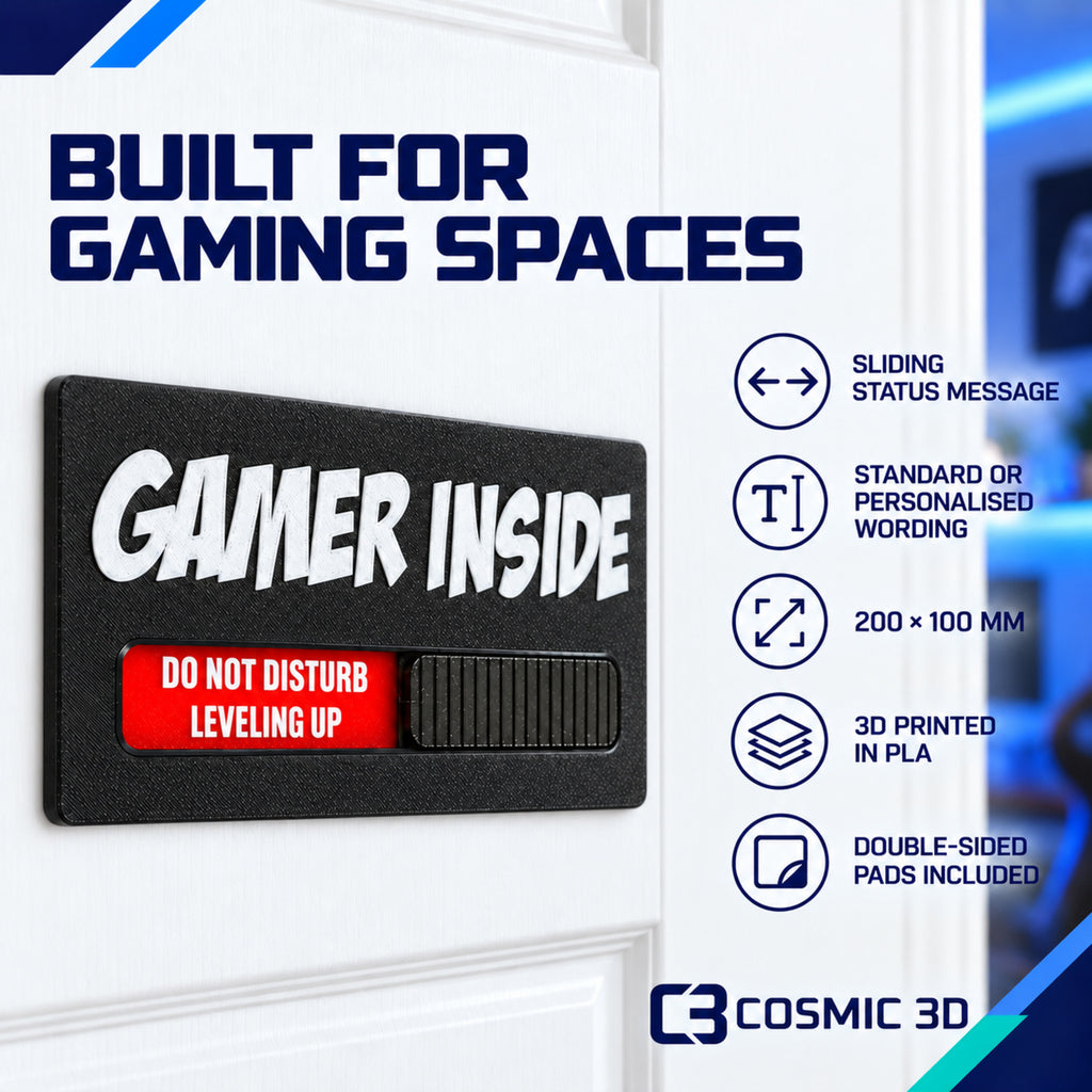 Key product features for personalised gamer door sign