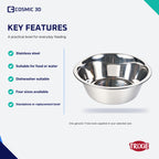 Trixie bowl features: stainless steel, dishwasher suitable and available in four sizes.
