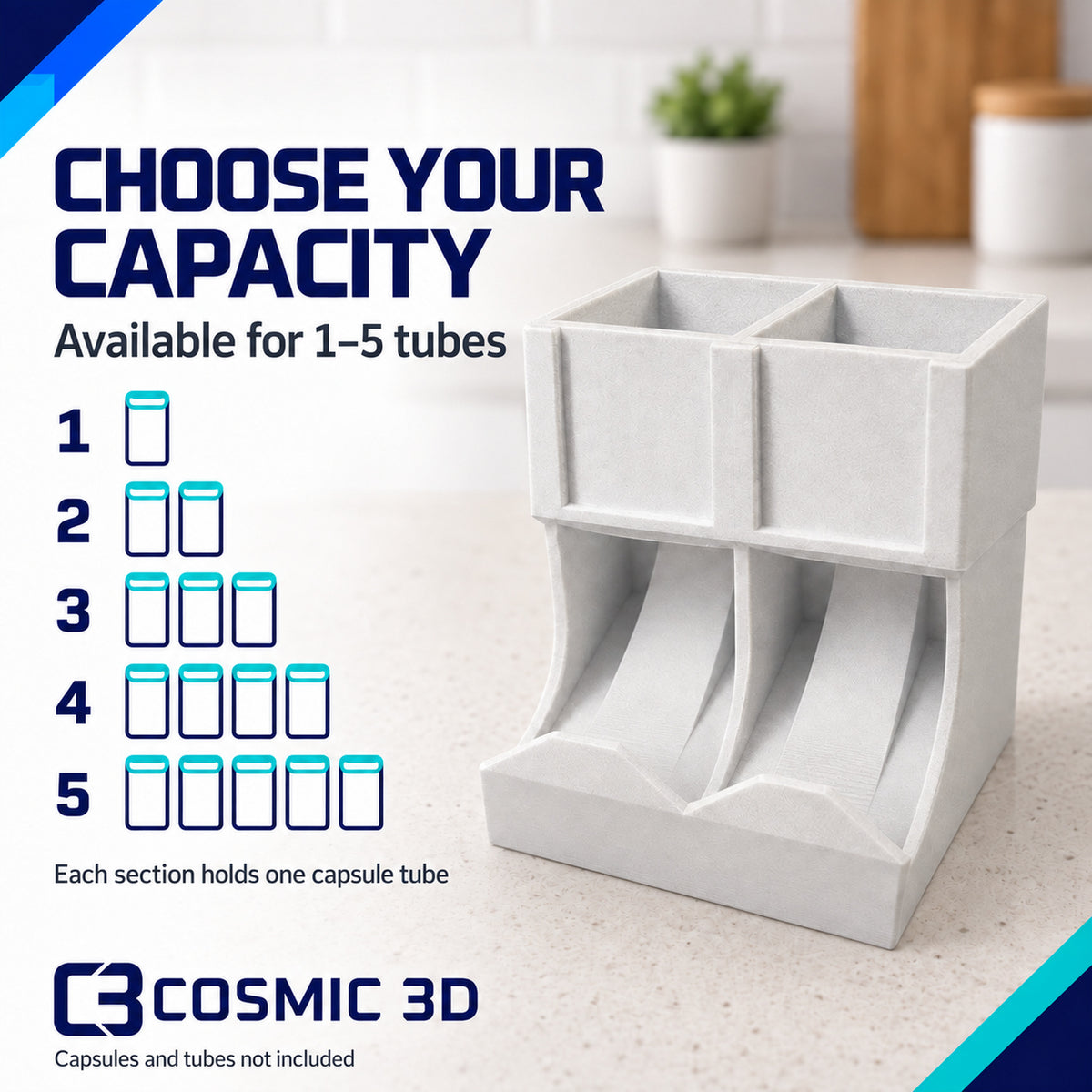 Capacity options for vertical coffee capsule holder