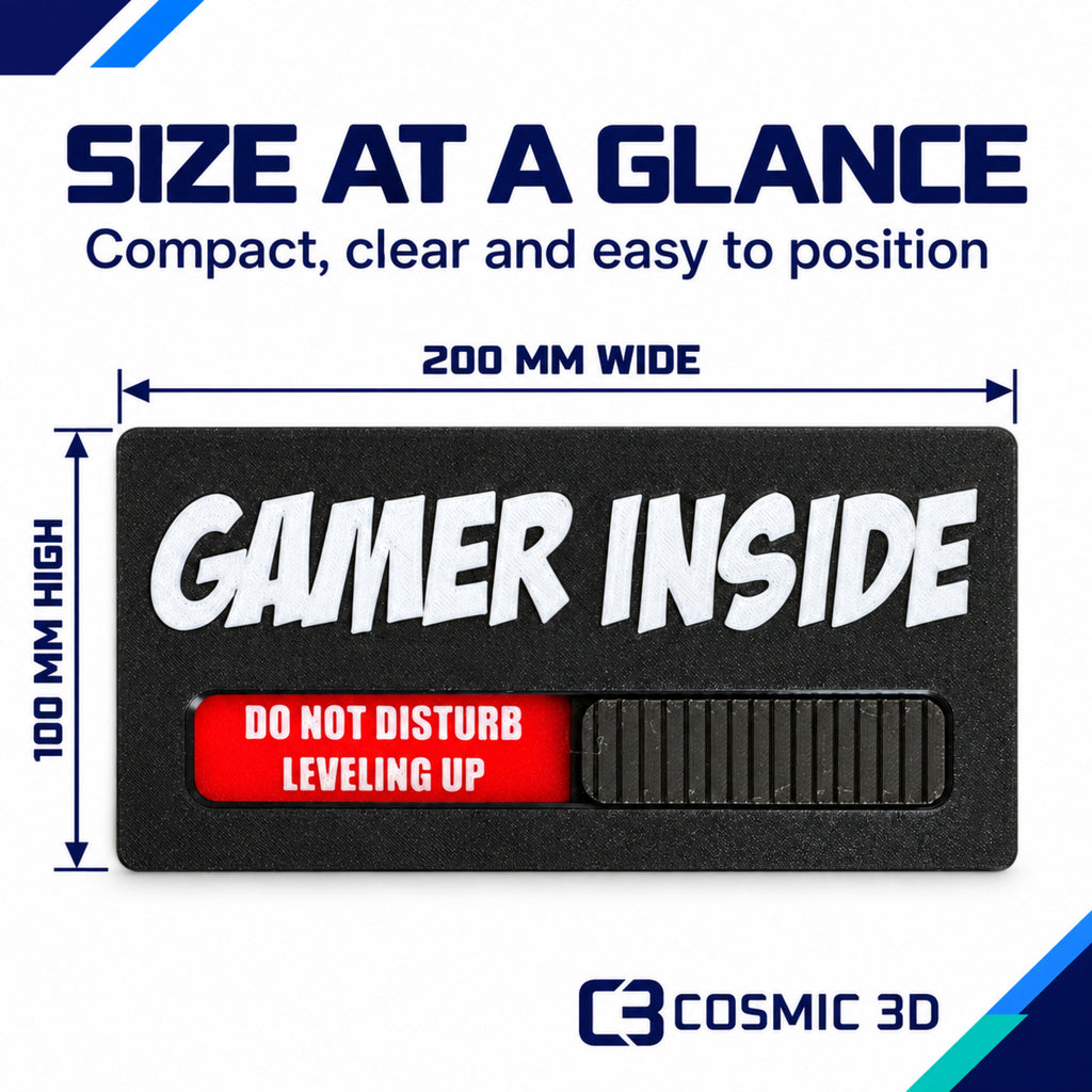 Product measurements for personalised gamer door sign