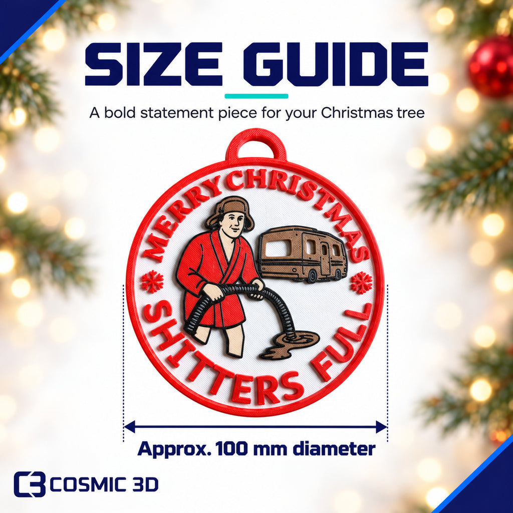 Product size guide for Christmas Vacation ornament set