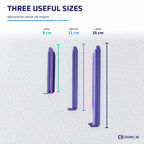 Small, medium and large kitchen bag clip dimensions