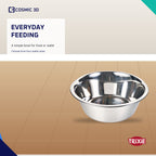 Stainless-steel Trixie bowl shown on a tiled floor for standalone feeding.