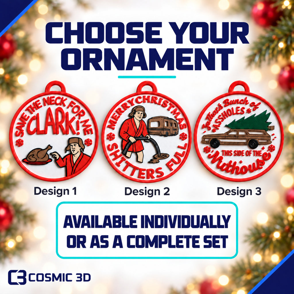Individual ornament and complete-set choices for Christmas Vacation ornament set