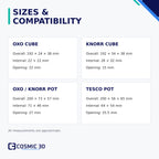 Sizes Compatibility — stock cube and pot wall holder