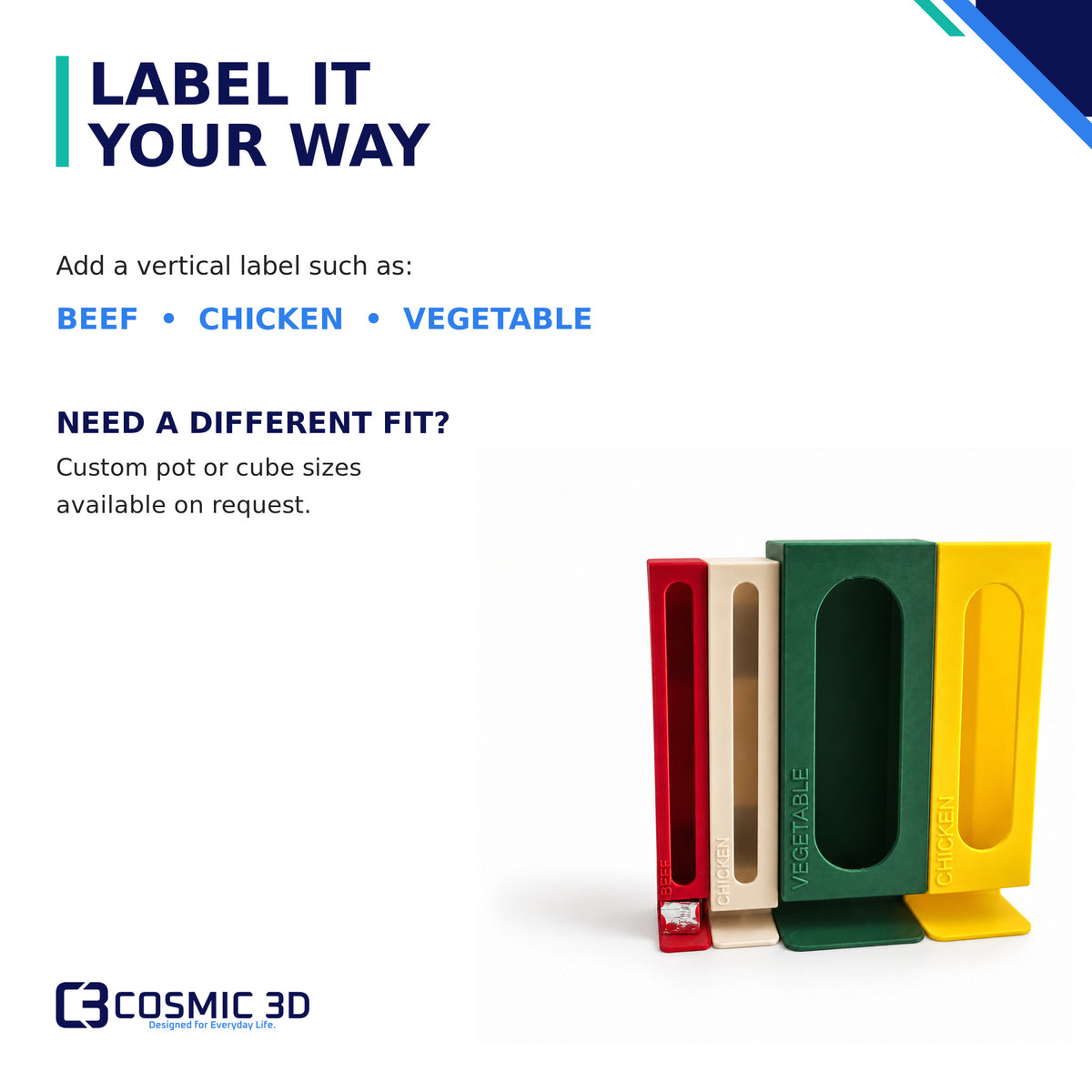 Personalisation Custom Sizing — stock cube and pot wall holder