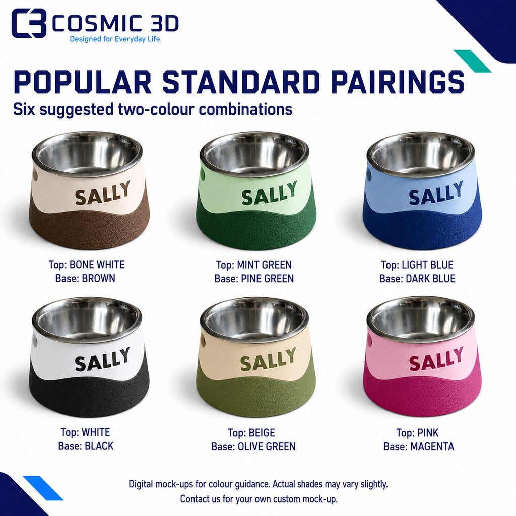 Standard Colour Pairings — personalised elevated wavy dog bowl