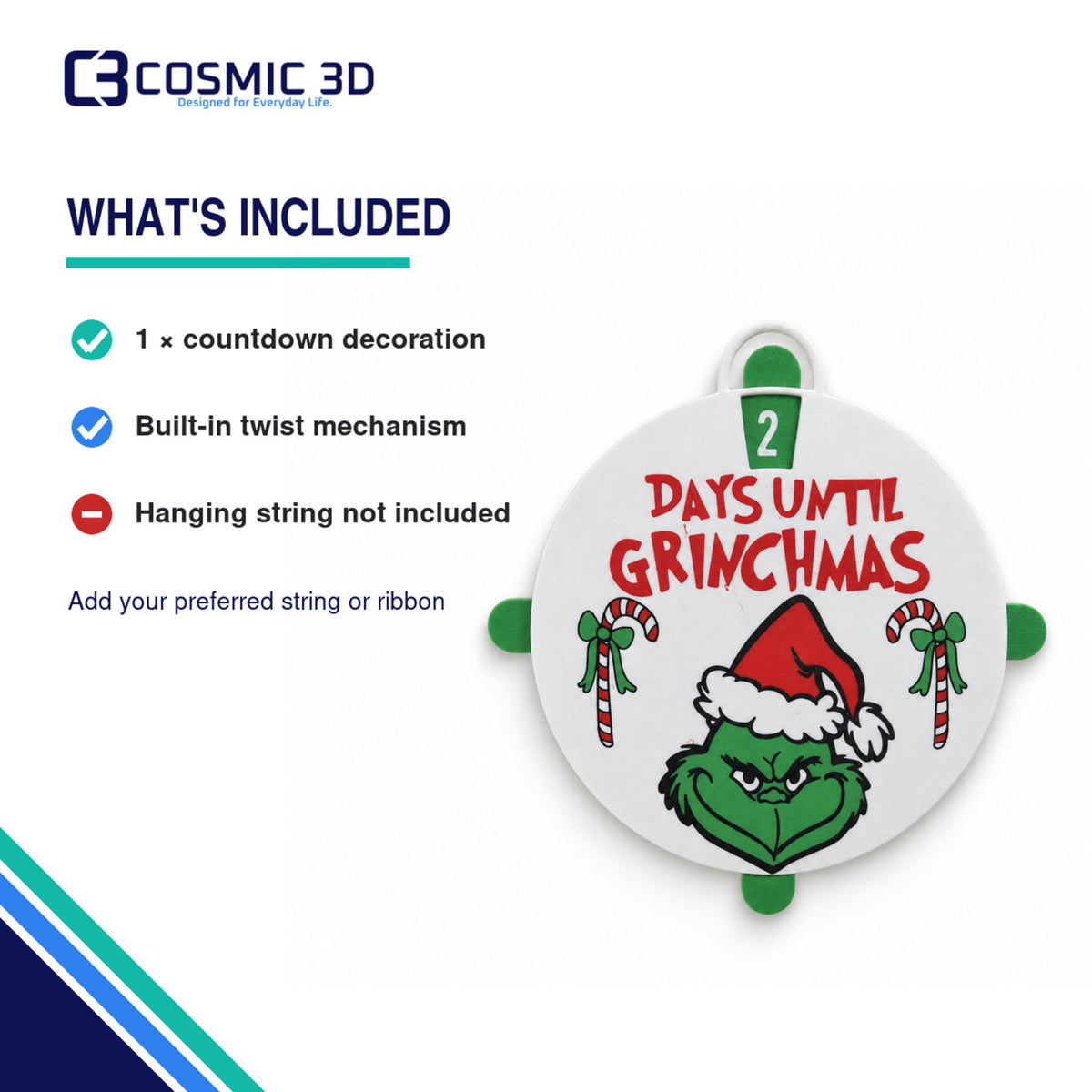 Items supplied with the product for Grinchmas countdown decoration