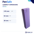Product dimensions for PenSafe pen and needle travel case