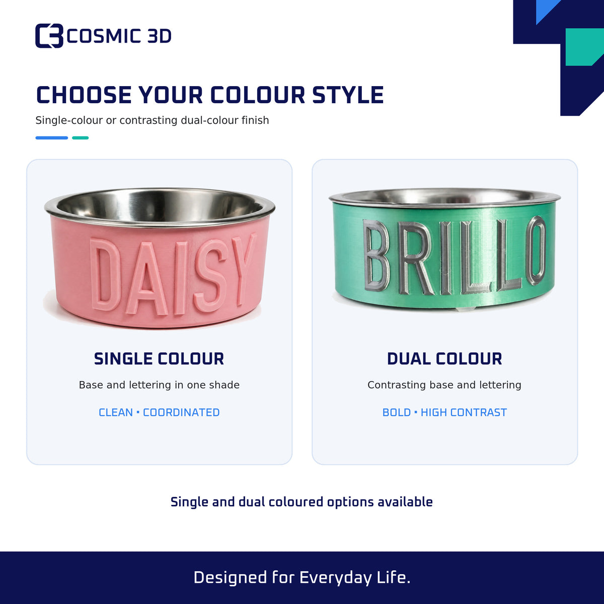 Single Dual Colour Options — personalised dog and cat bowl