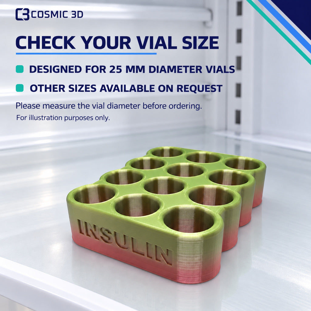 25 mm vial fit guide for 25 mm insulin vial fridge holder