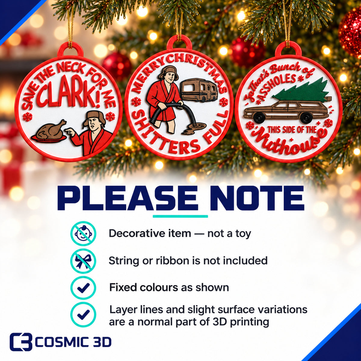 Important product information for Christmas Vacation ornament set