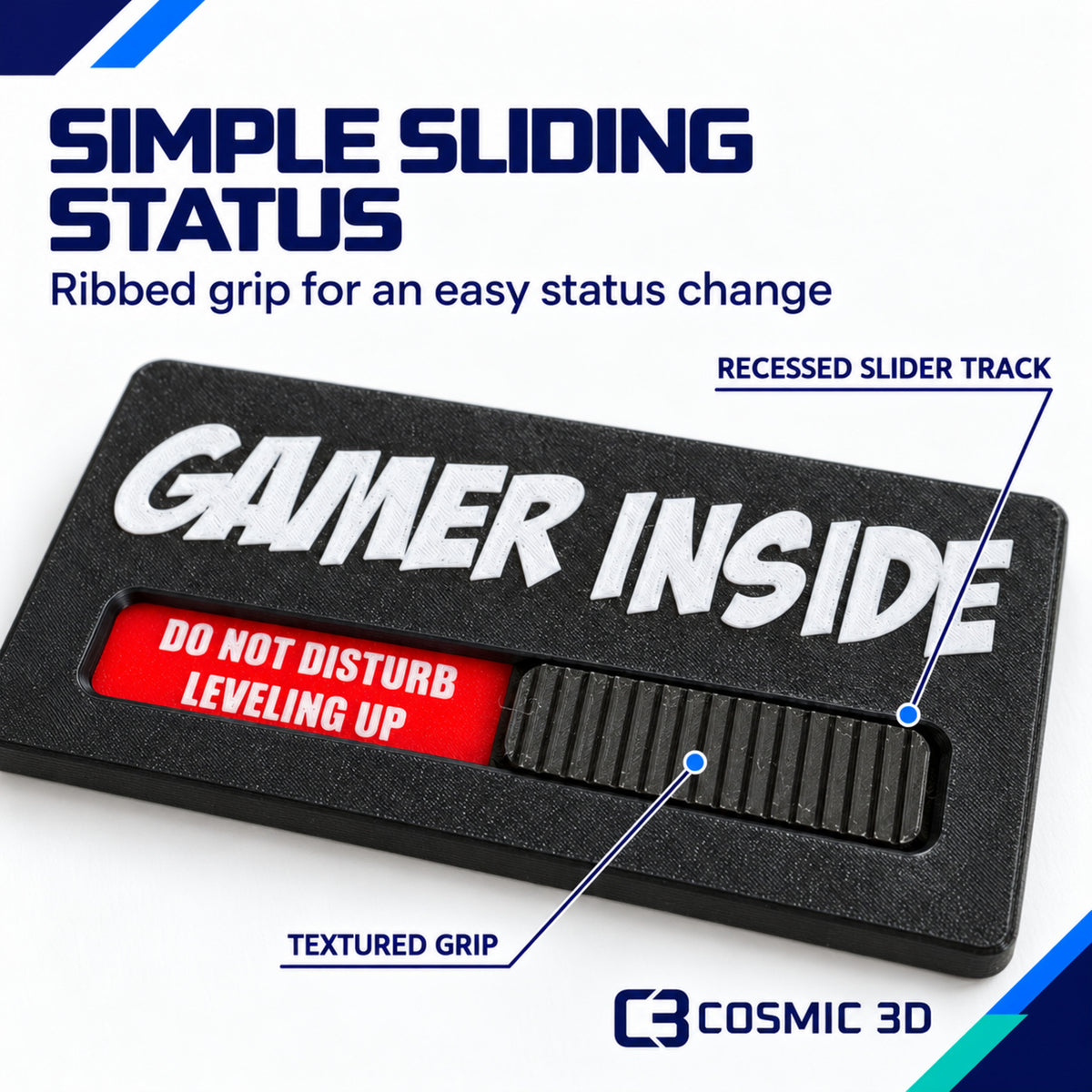 Recessed slider detail for personalised gamer door sign