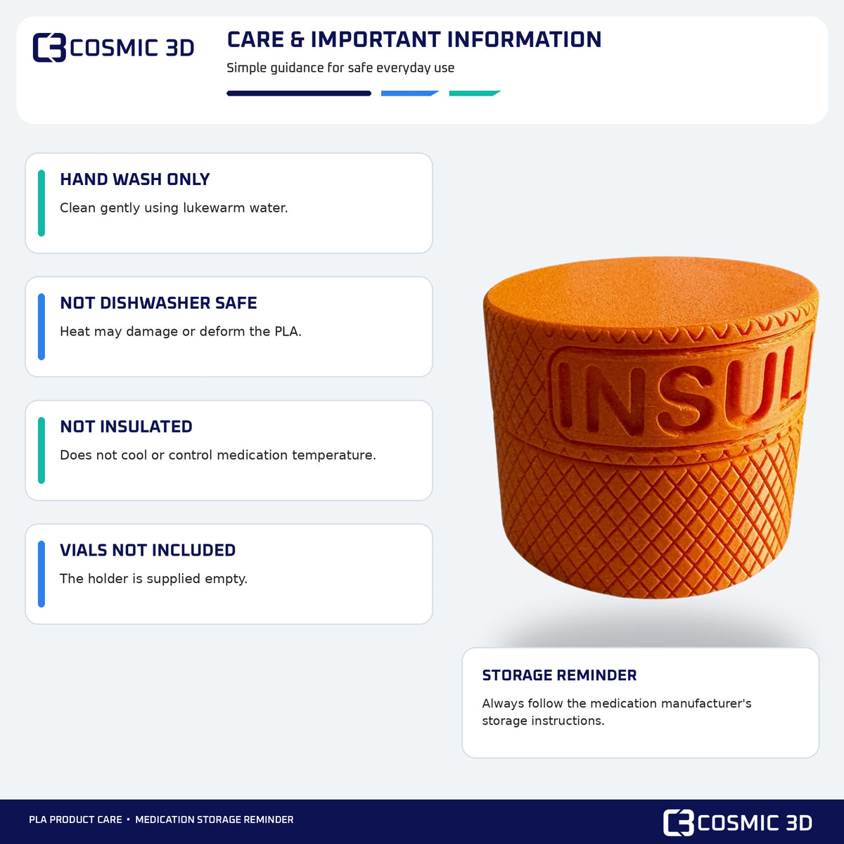 Care Important Information — insulin vial screw-top travel holder