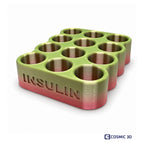 Insulin Vial Fridge Storage Holder – 25 mm Vial Organiser by Cosmic 3D — Green/pink 12-vial holder, empty