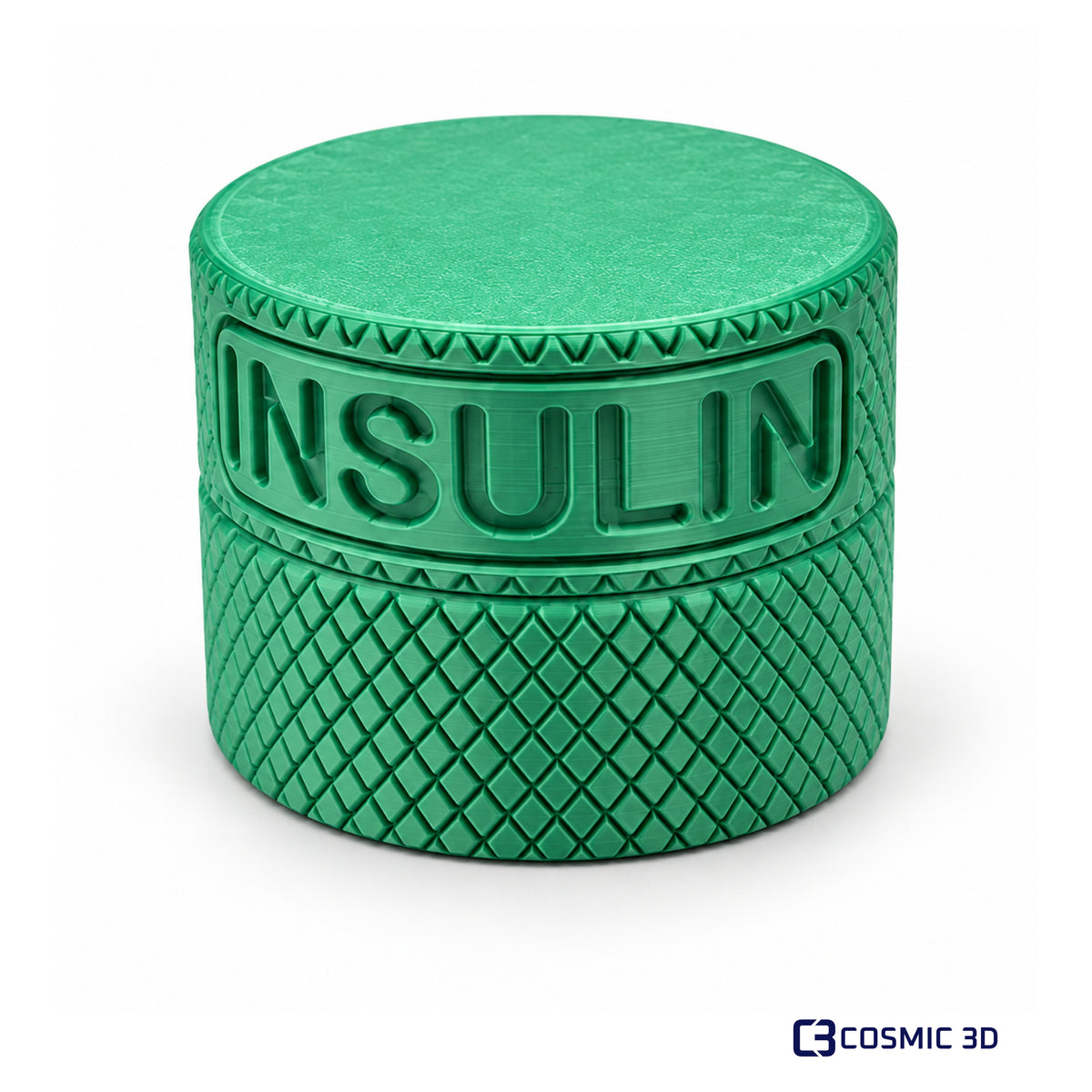 Insulin Vial Screw-Top Travel Holder – 1–5 Vials by Cosmic 3D — Closed green vial container