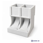 Vertical Coffee Capsule Holder – Compatible with Nespresso Tubes by Cosmic 3D — White two-channel coffee holder, empty