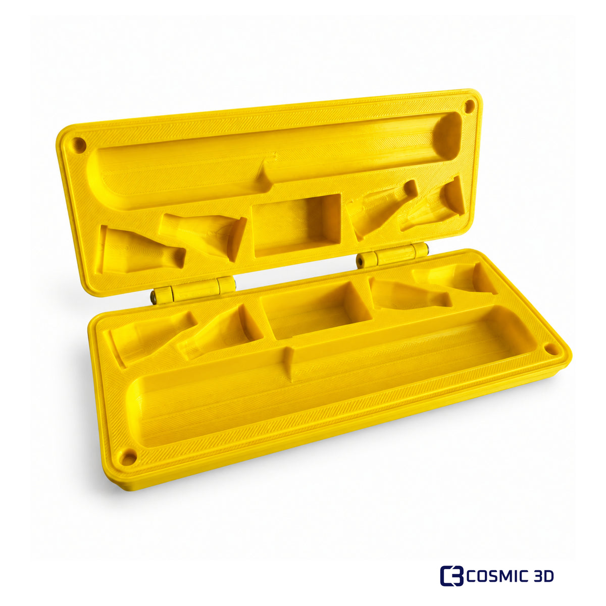 PenSafe Super Compact Mounjaro Case – 1 Pen by Cosmic 3D — Open yellow compact case, empty