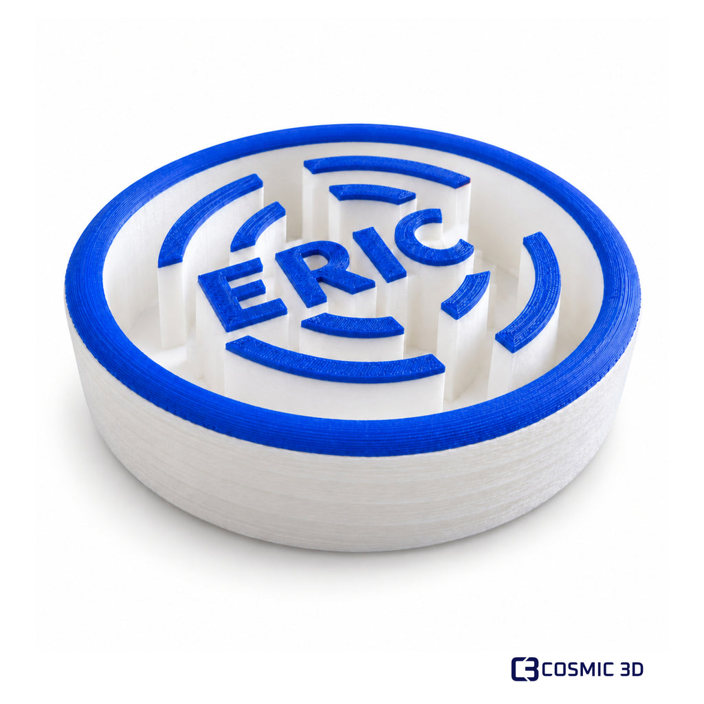 Personalised Dog Slow-Feeder Bowl – Custom Name by Cosmic 3D — Eric blue/white slow feeder
