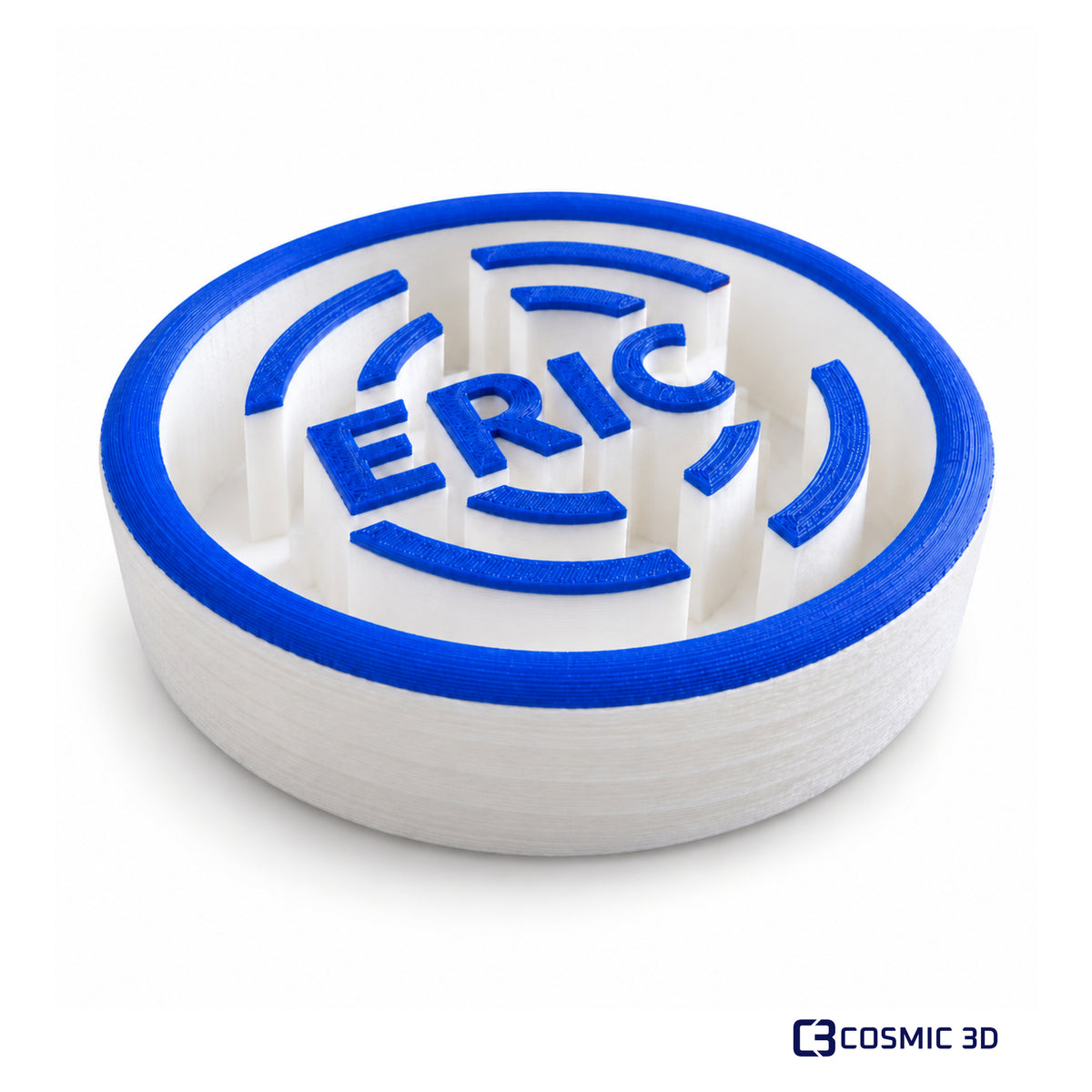 Personalised Dog Slow-Feeder Bowl – Custom Name by Cosmic 3D — Eric blue/white slow feeder