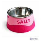 Personalised Wavy Pet Bowl Riser – Trixie Stainless-Steel Bowl by Cosmic 3D — Sally pink wavy bowl riser